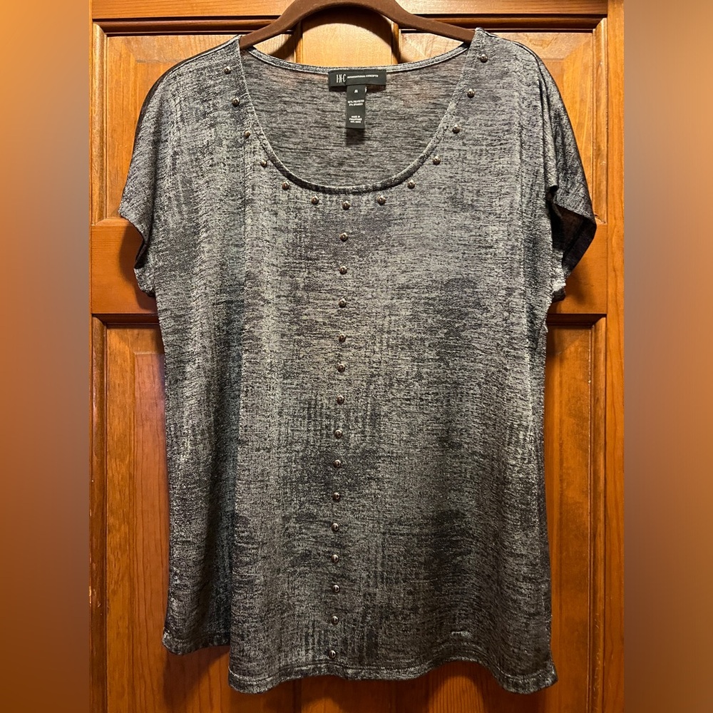 INC Silver Shiny Top